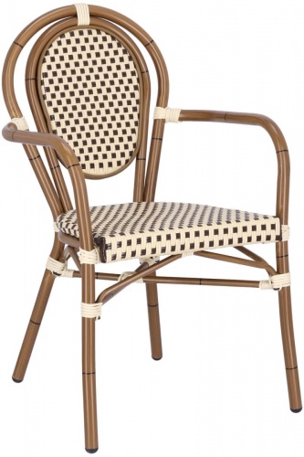 Krzesło plecione z oparciami beżowe | Go In Cava