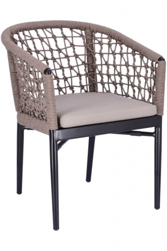 Fotel pleciony szary z poduszką | Go In Treccia